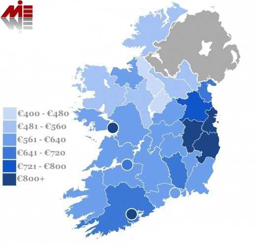 تفاوت هزینه اجاره ملک در شهر های مختلف ایرلند