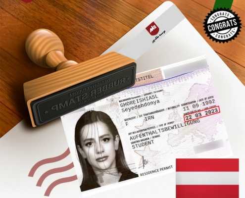 کارت اقامت دانشجویی اتریش سیده دنیا قریشی اصل